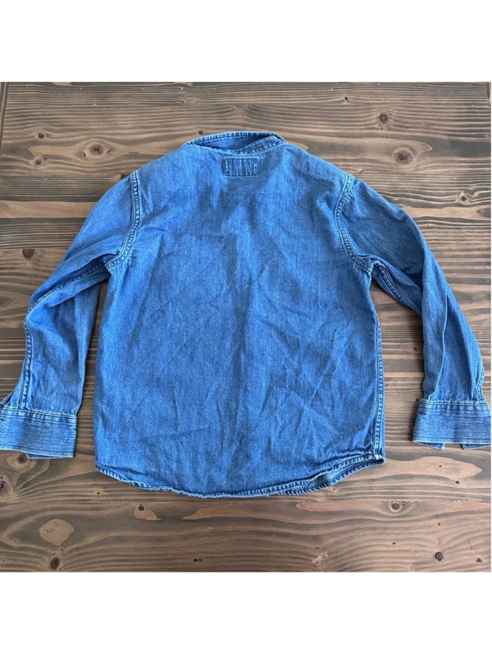 Old Navy Boys Denim Button Down Shirt M 8 Blue Chambray Long Sleeve Pocket
